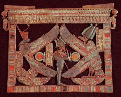 Brustplatte, die Osiris, den Gott der Unterwelt, darstellt, aus dem Grab von Tutanchamun, im Tal der Könige in Theben, ca. 1361-52 v. Chr., Neues Reich von Egyptian 18th Dynasty